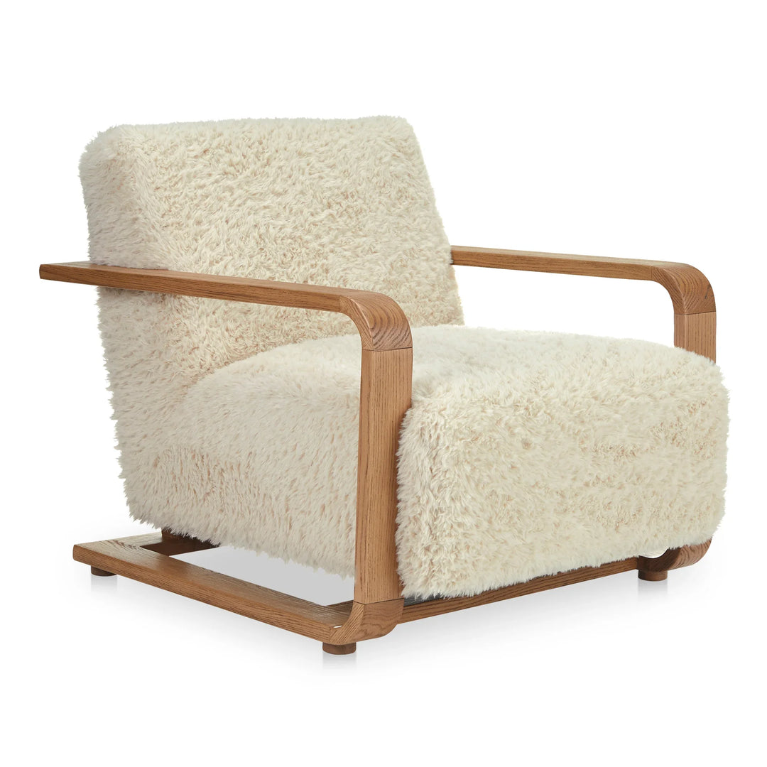 Eckersley Lounge Chair Cream Faux Fur - AmericanHomeFurniture