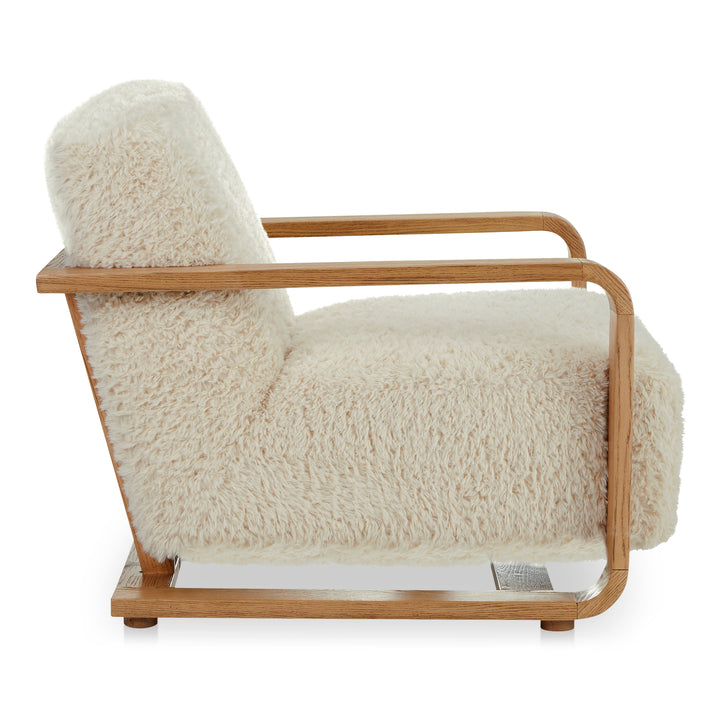 Moe's Home Collection - Eckersley Lounge Chair Cream Faux Fur - ME-1073-05 | American Home Furniture