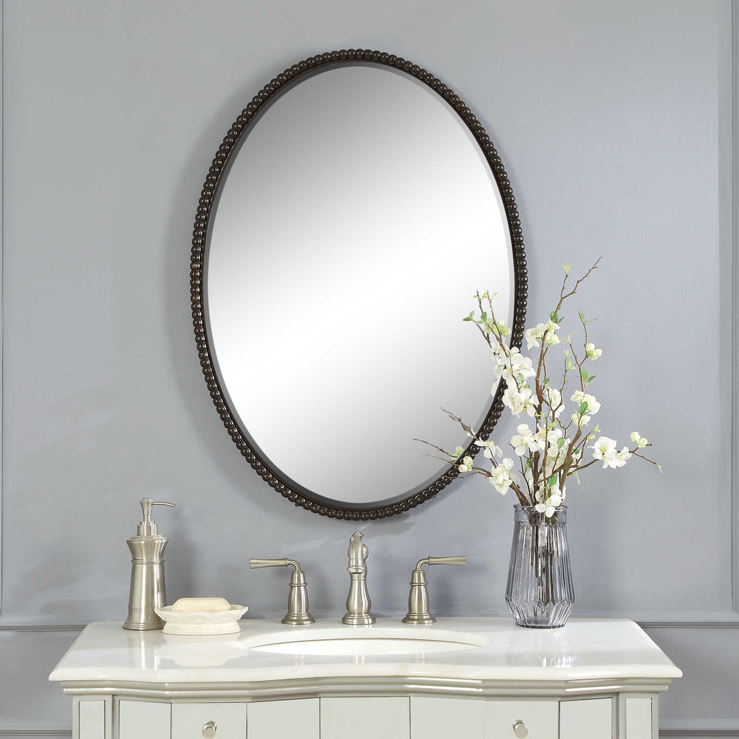 American Home Furniture Uttermost Sherise Bronze Oval Mirror