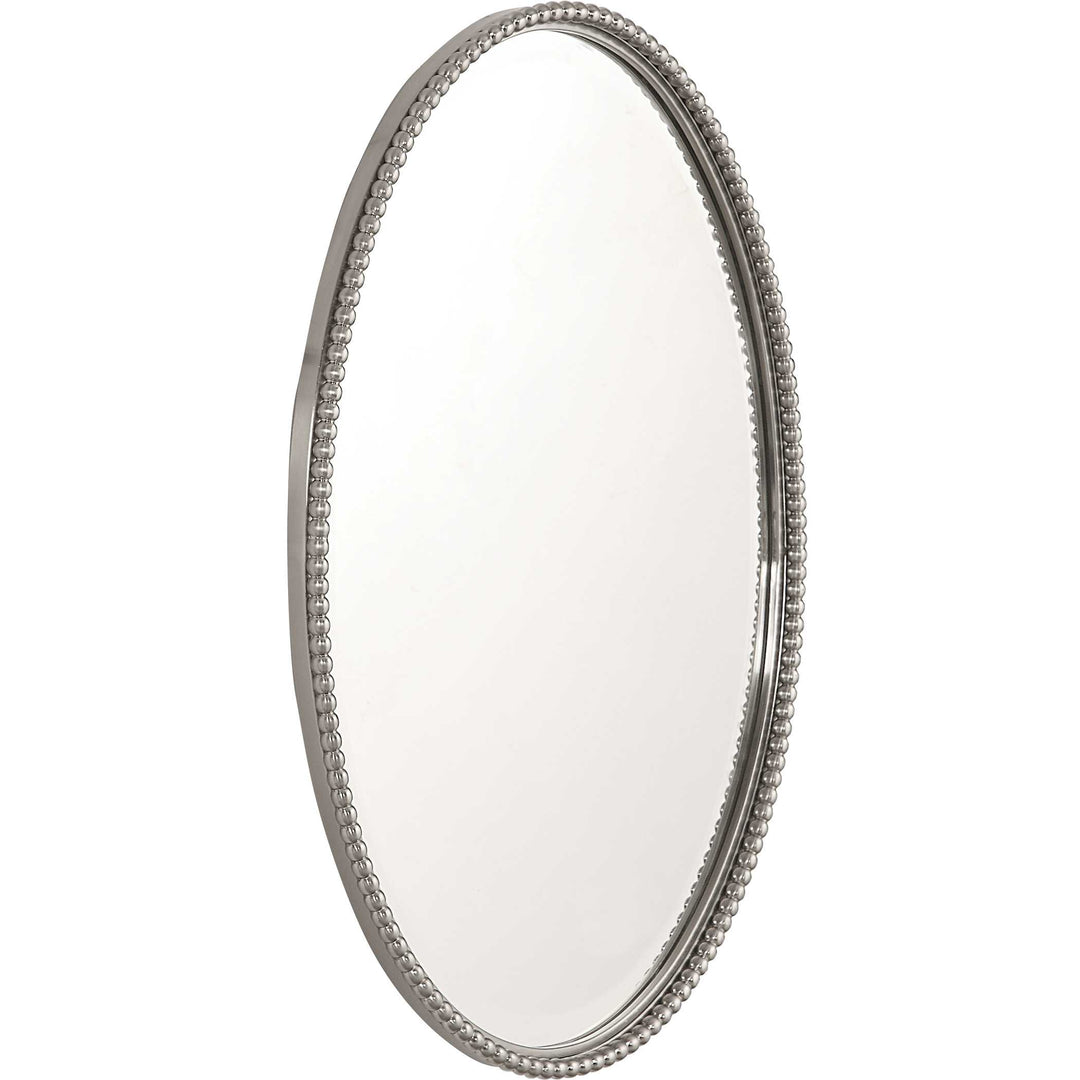 American Home Furniture Uttermost Sherise Brushed Nickel Oval Mirror