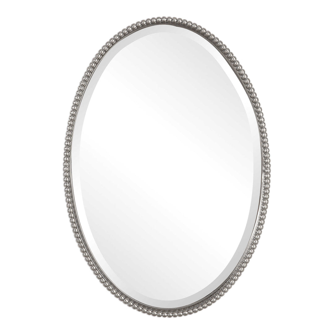 American Home Furniture Uttermost Sherise Brushed Nickel Oval Mirror