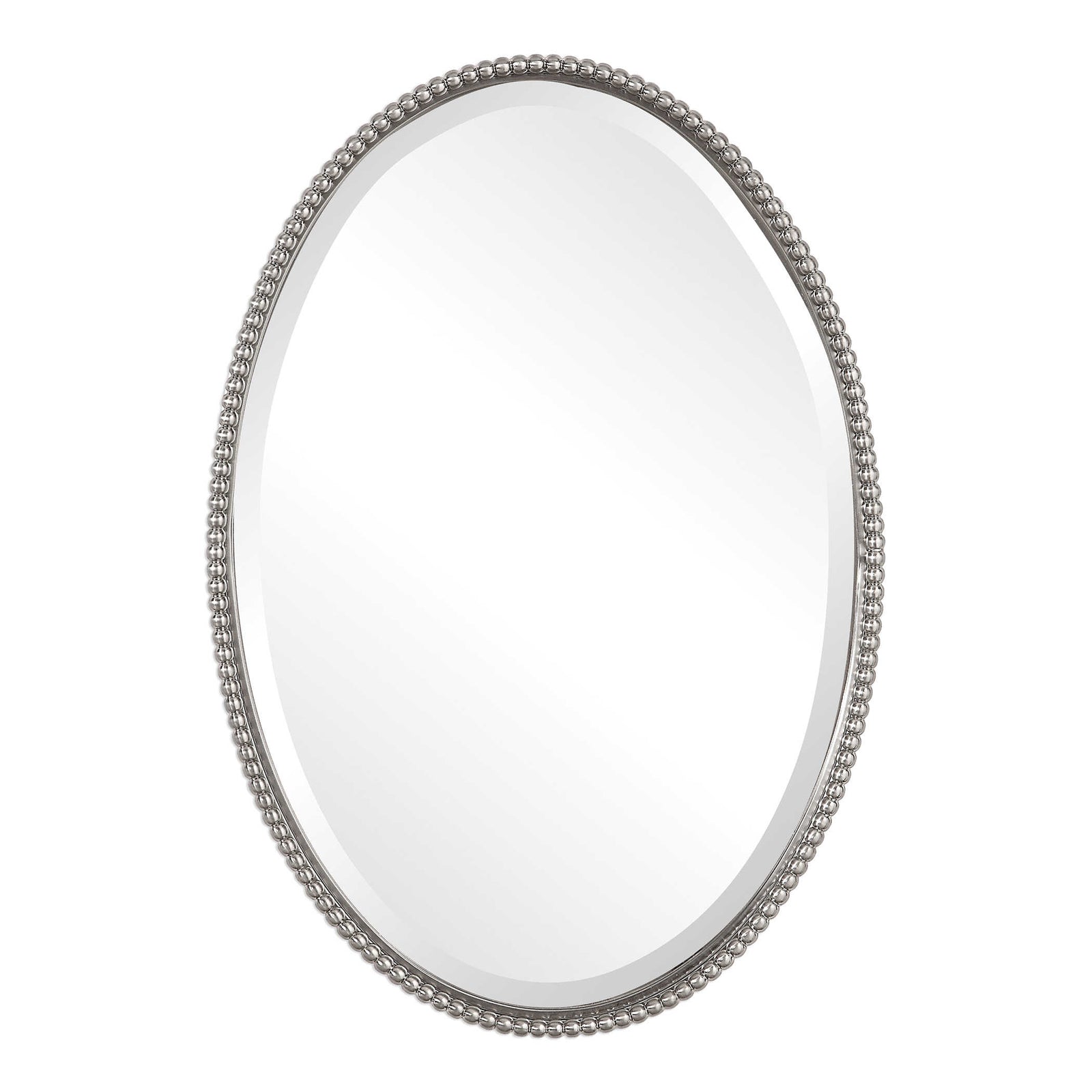 American Home Furniture Uttermost Sherise Brushed Nickel Oval Mirror