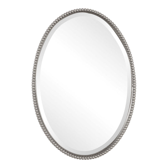 American Home Furniture Uttermost Sherise Brushed Nickel Oval Mirror