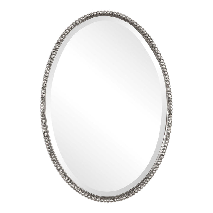 American Home Furniture Uttermost Sherise Brushed Nickel Oval Mirror