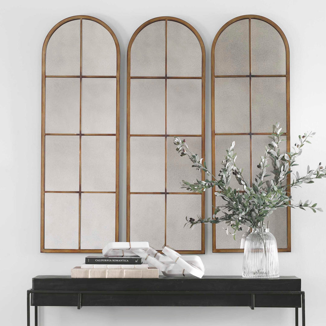 American Home Furniture Uttermost Amiel Arched Brown Mirror