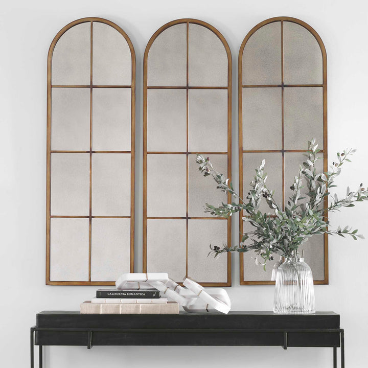 American Home Furniture Uttermost Amiel Arched Brown Mirror