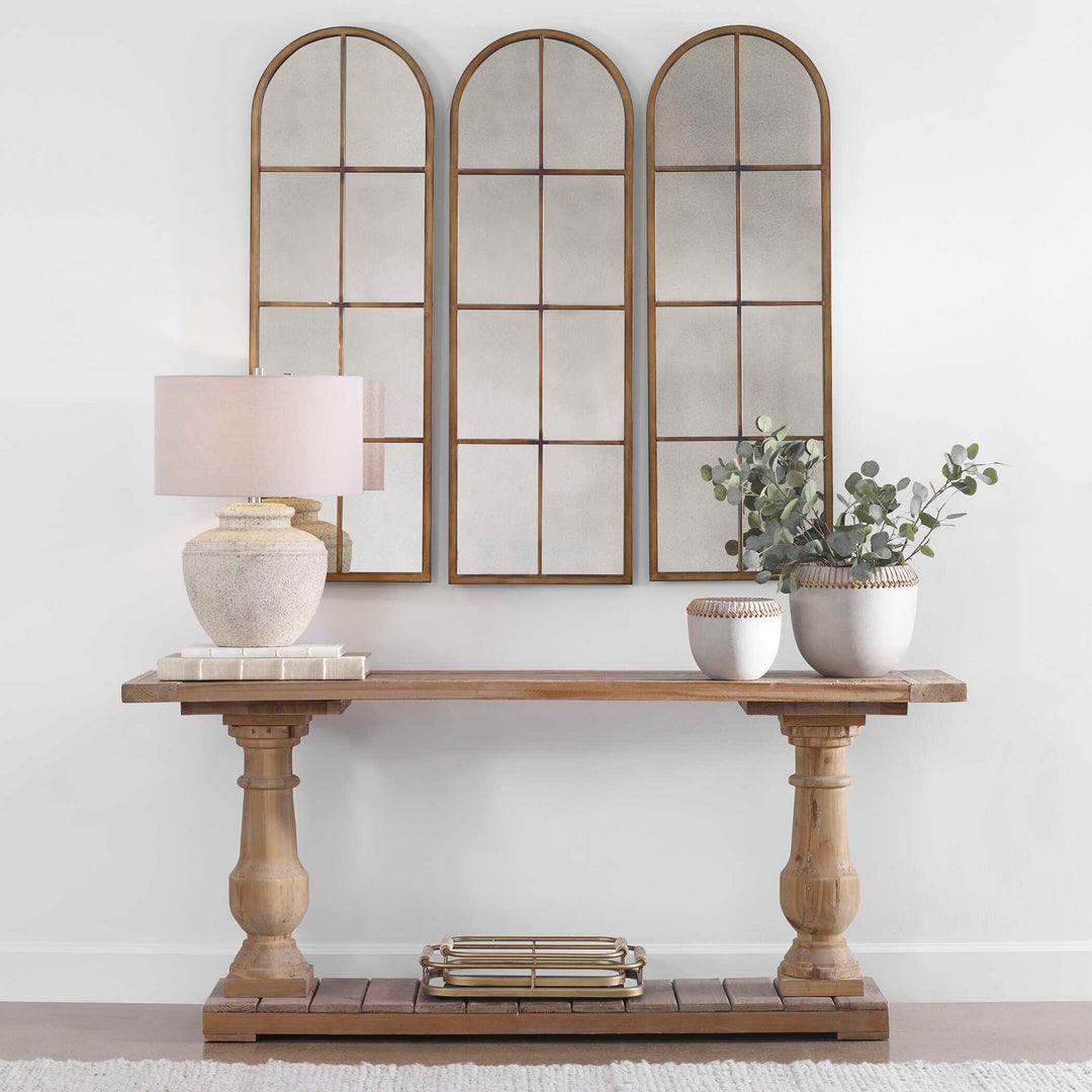 American Home Furniture Uttermost Amiel Arched Brown Mirror