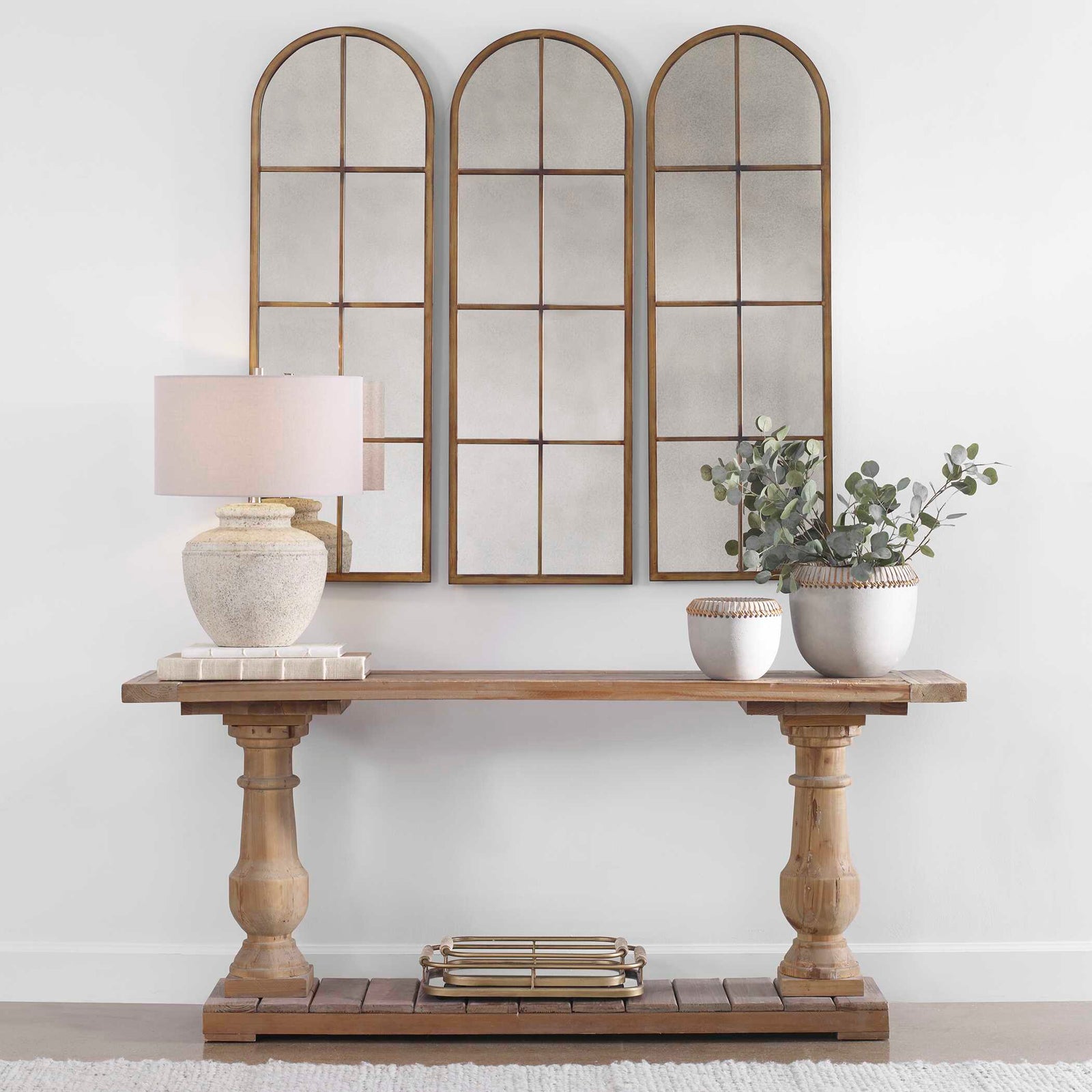American Home Furniture Uttermost Amiel Arched Brown Mirror