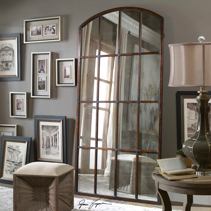American Home Furniture Uttermost Amiel Antique Large Arch Mirror