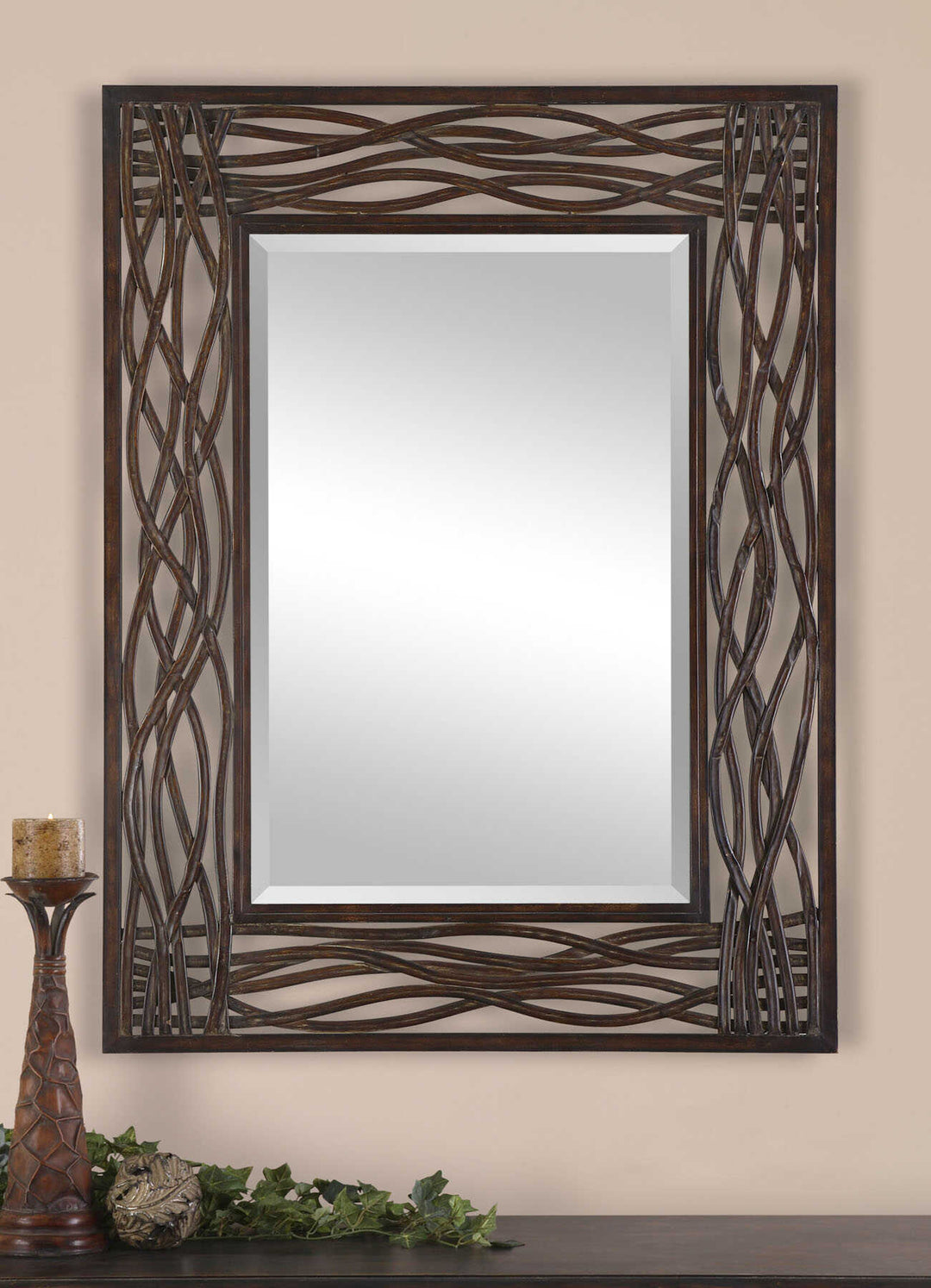 American Home Furniture Uttermost Dorigrass Brown Metal Mirror
