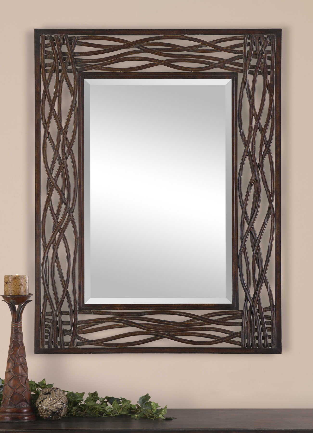 American Home Furniture Uttermost Dorigrass Brown Metal Mirror