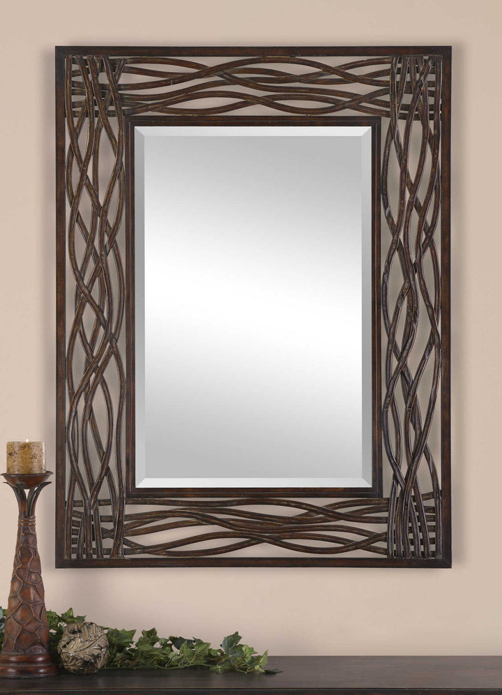 American Home Furniture Uttermost Dorigrass Brown Metal Mirror