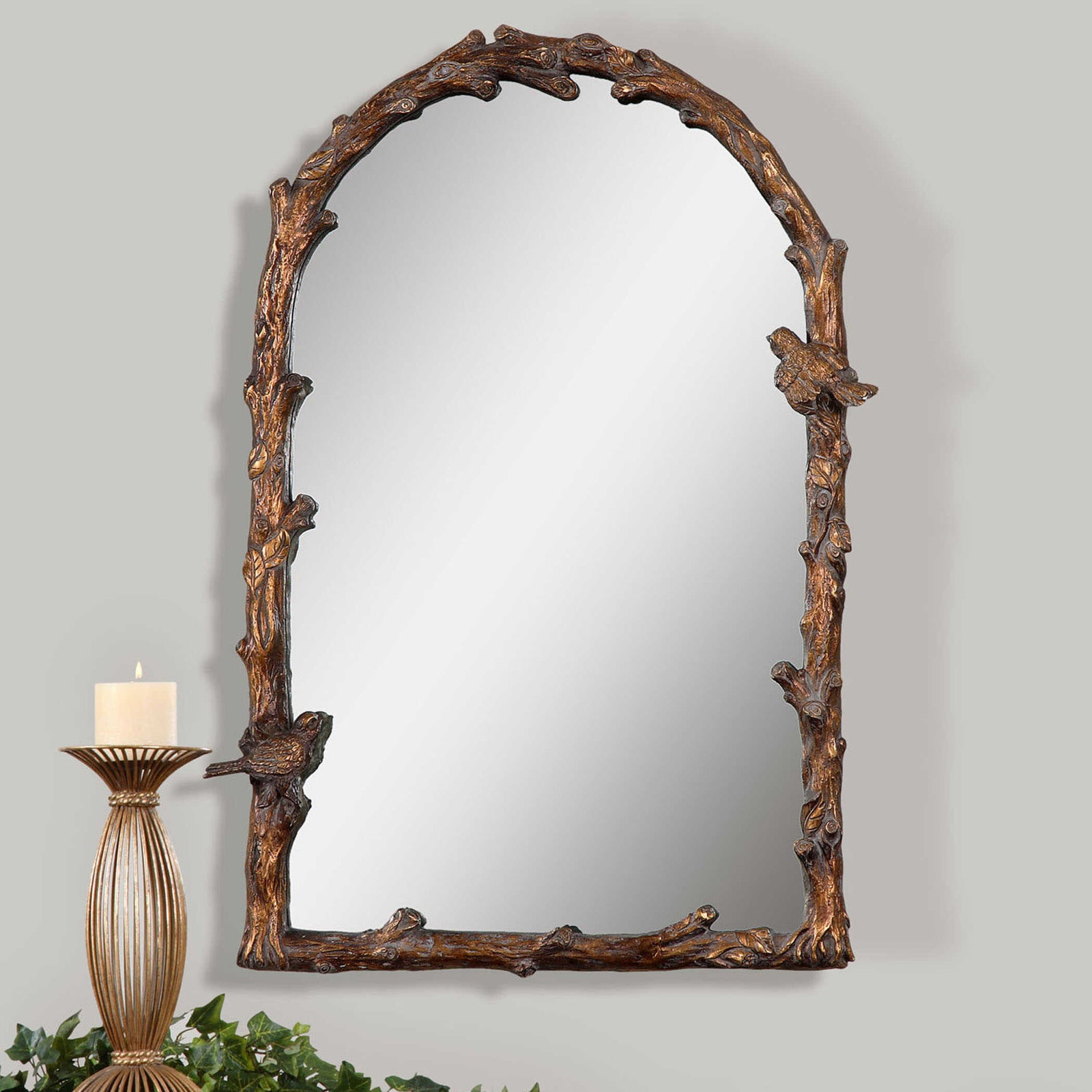 American Home Furniture Uttermost Paza Antique Gold Arch Mirror