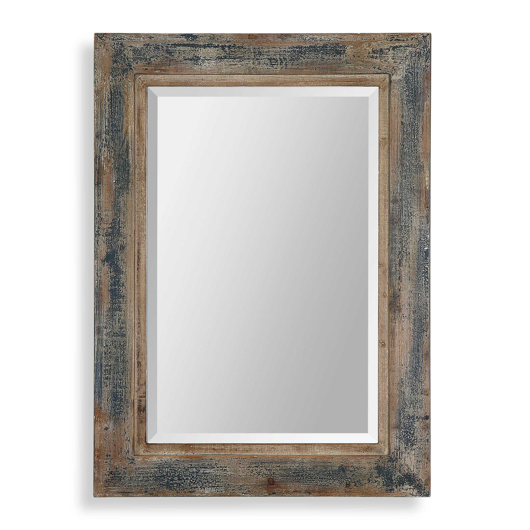 American Home Furniture Uttermost Bozeman Distressed Blue Mirror