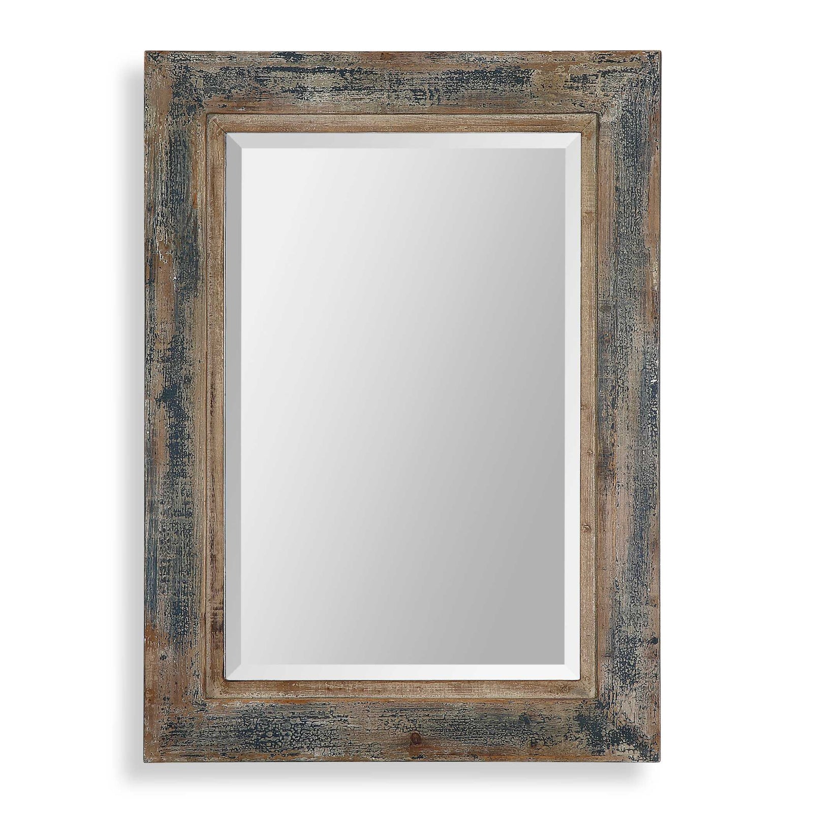 American Home Furniture Uttermost Bozeman Distressed Blue Mirror
