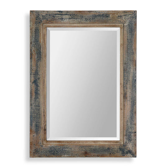 American Home Furniture Uttermost Bozeman Distressed Blue Mirror