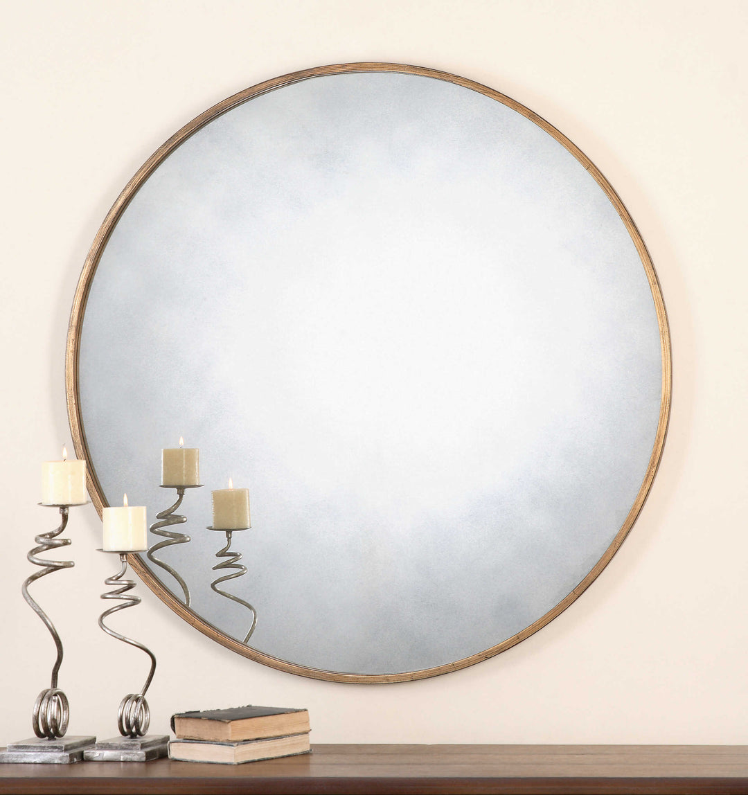 American Home Furniture Uttermost Junius Round Gold Mirror