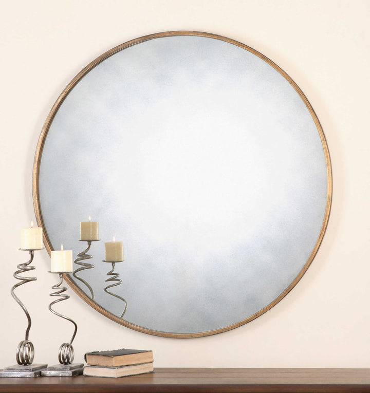 American Home Furniture Uttermost Junius Round Gold Mirror