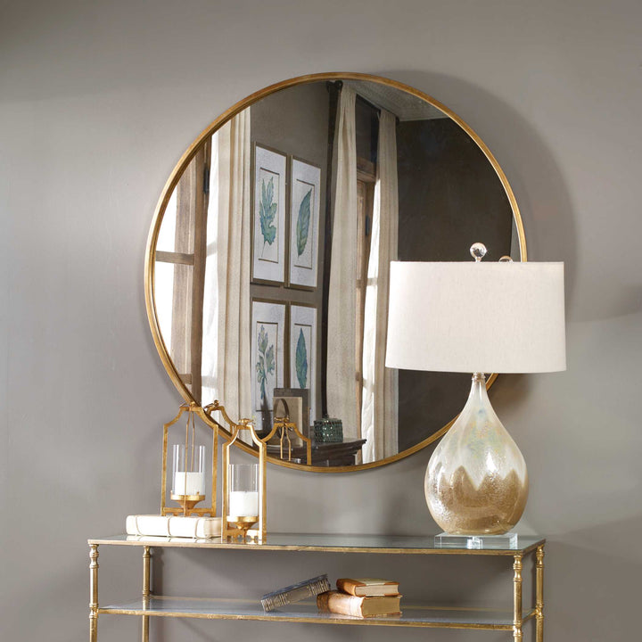 American Home Furniture Uttermost Junius Round Gold Mirror
