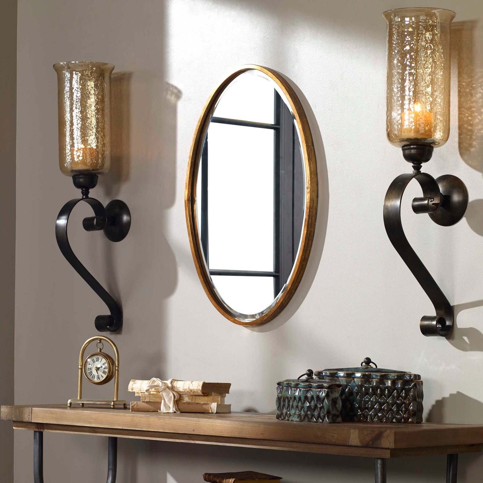 American Home Furniture Uttermost Herleva Gold Oval Mirror