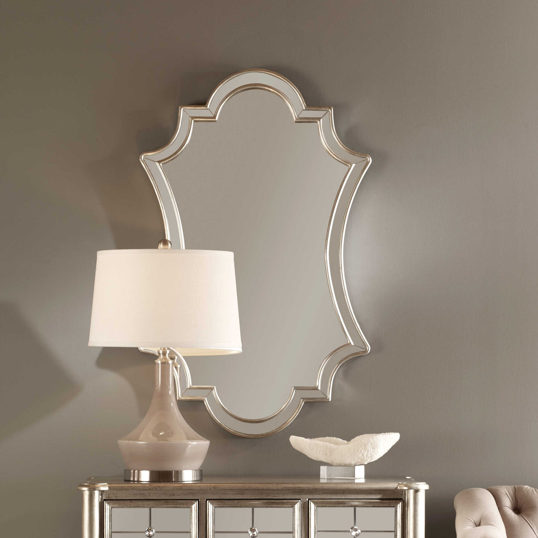 American Home Furniture Uttermost Elara Antiqued Silver Wall Mirror