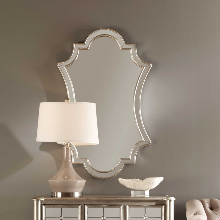 American Home Furniture Uttermost Elara Antiqued Silver Wall Mirror
