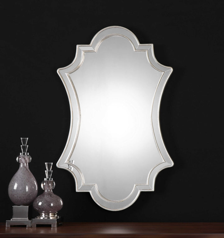 American Home Furniture Uttermost Elara Antiqued Silver Wall Mirror