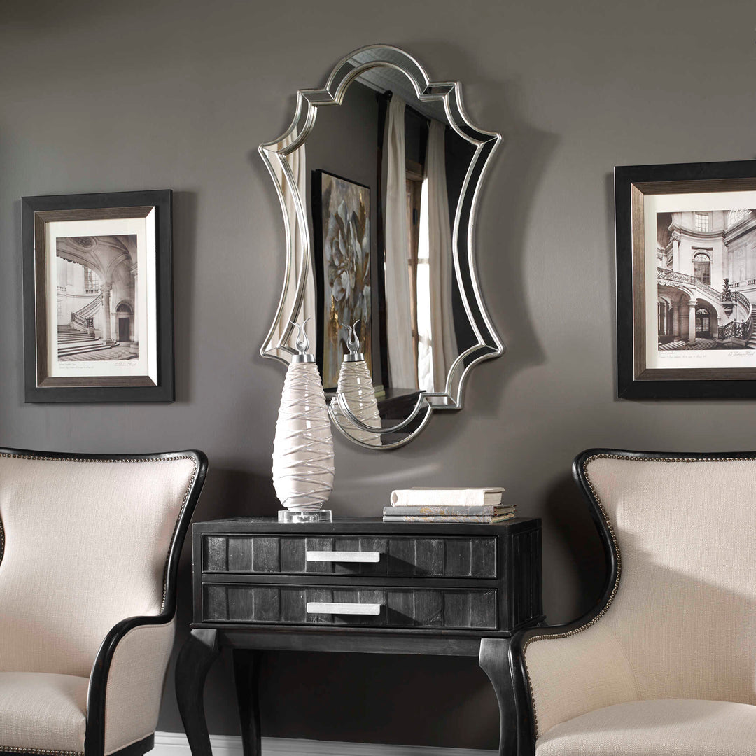 American Home Furniture Uttermost Elara Antiqued Silver Wall Mirror