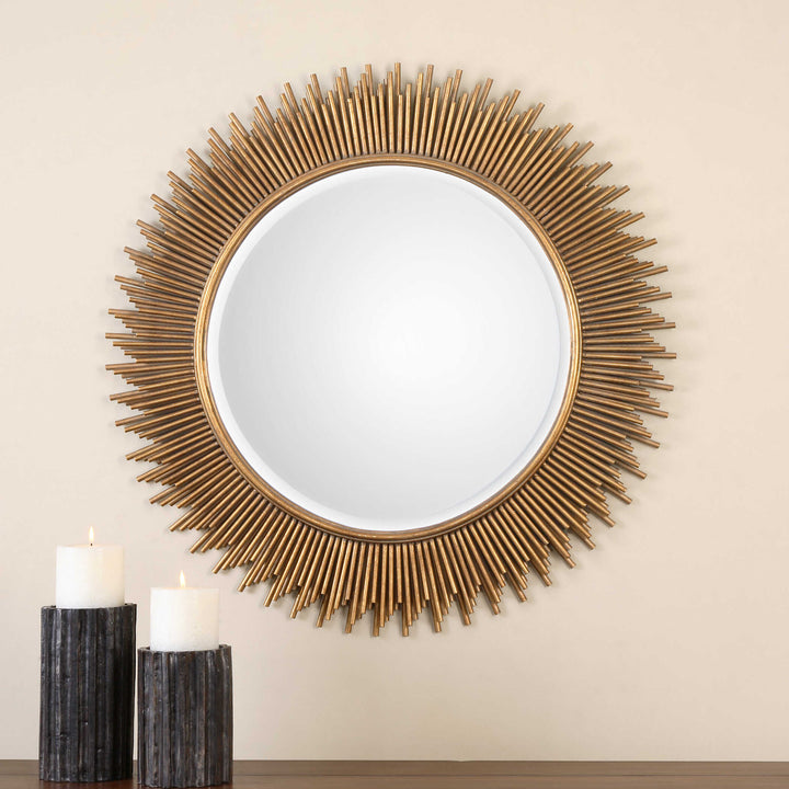 American Home Furniture Uttermost Marlo Round Gold Mirror