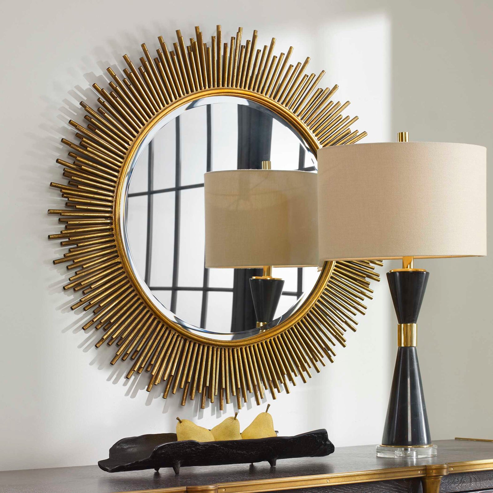 American Home Furniture Uttermost Marlo Round Gold Mirror