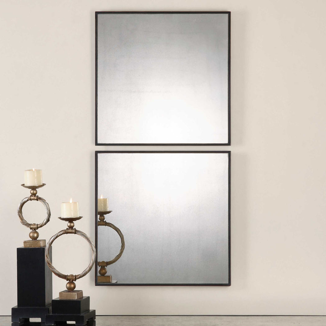 American Home Furniture Uttermost Matty Antiqued Square Mirrors, Set of 2