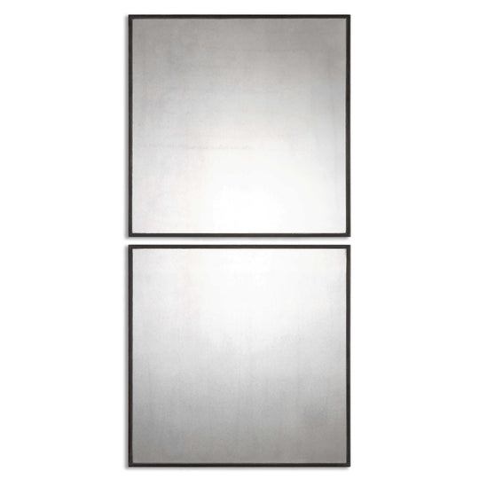 American Home Furniture Uttermost Matty Antiqued Square Mirrors, Set of 2