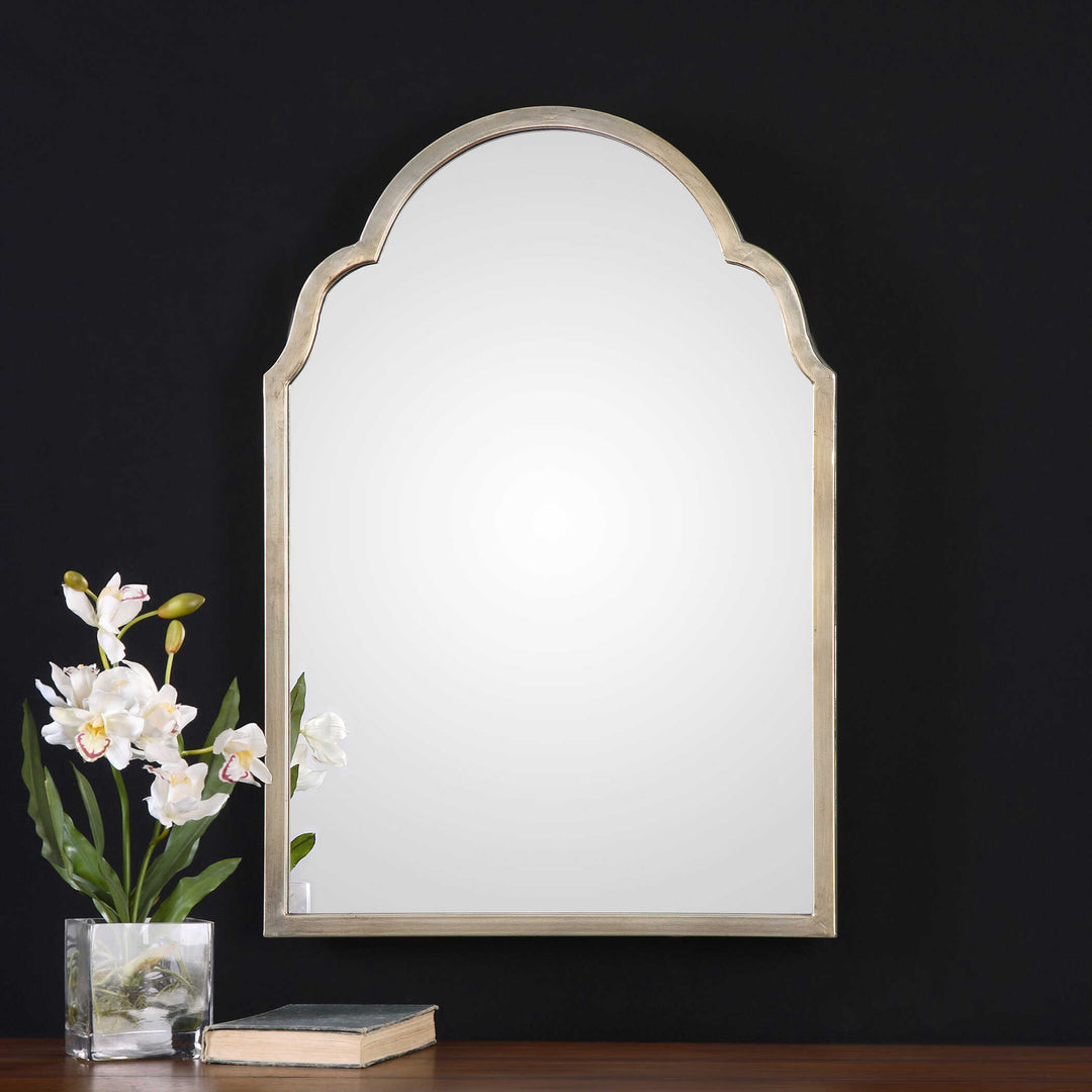 American Home Furniture Uttermost Brayden Petite Silver Arch Mirror