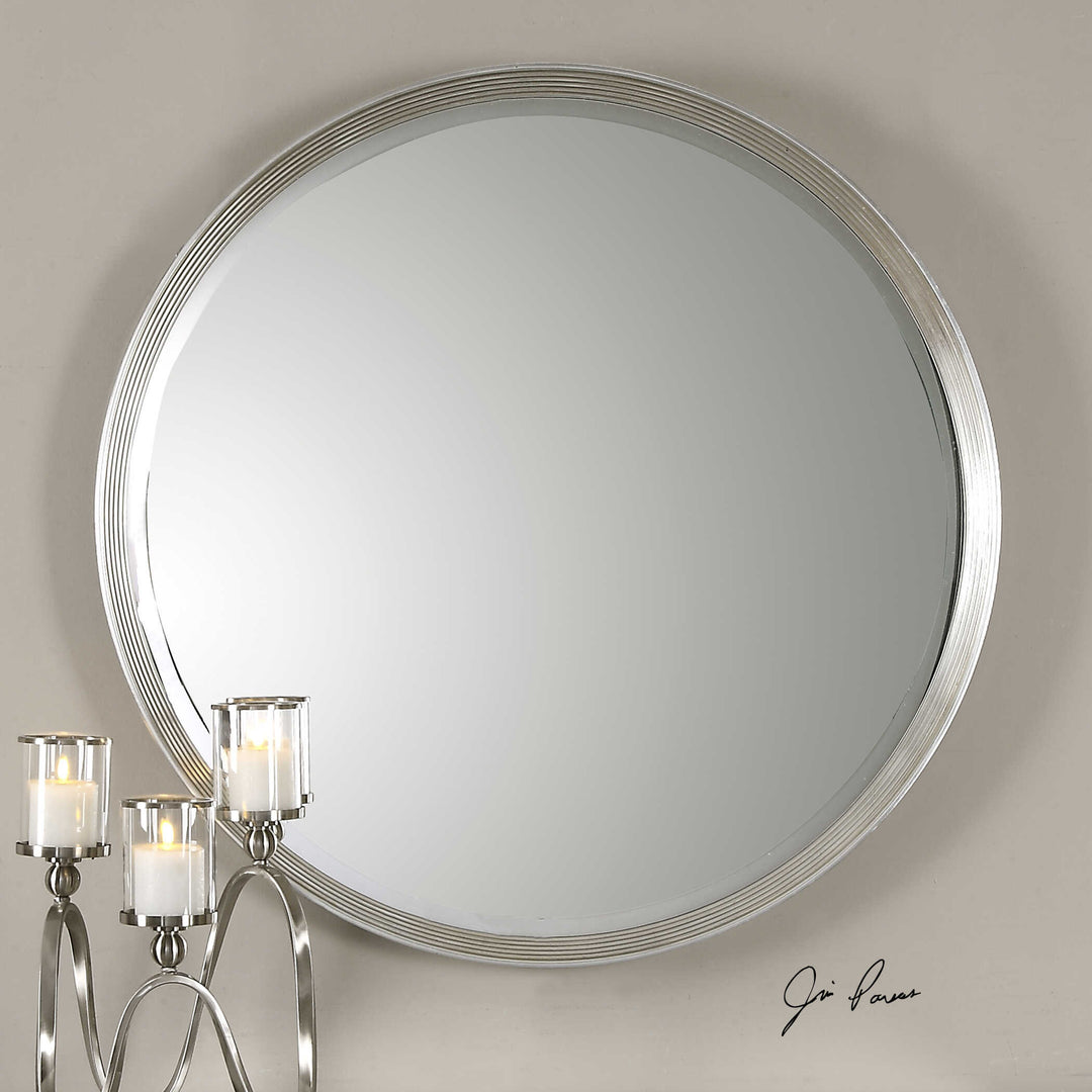 American Home Furniture Uttermost Serenza Round Silver Mirror