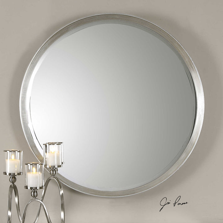 American Home Furniture Uttermost Serenza Round Silver Mirror