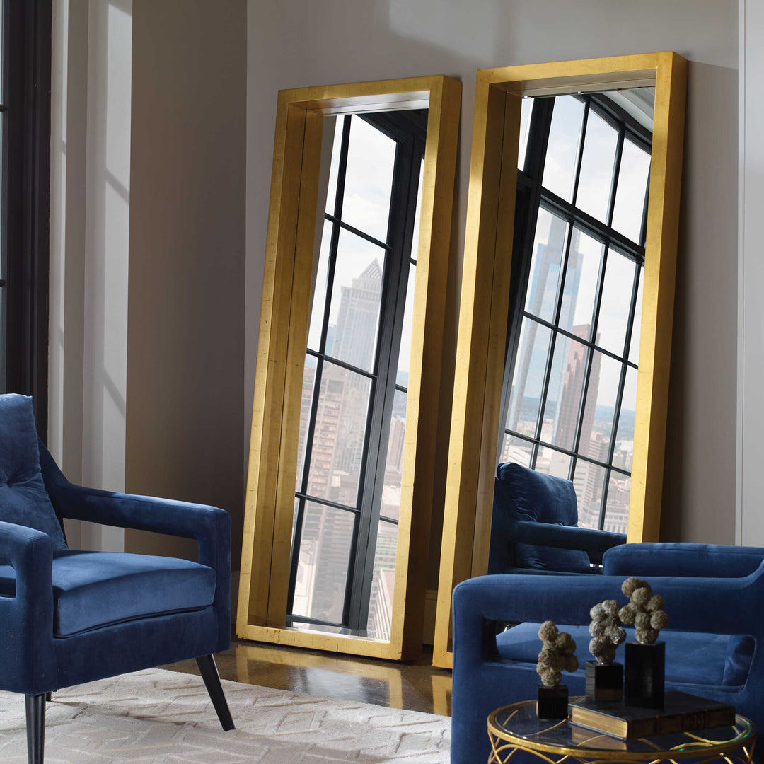 American Home Furniture Uttermost Edmonton Gold Leaner Mirror