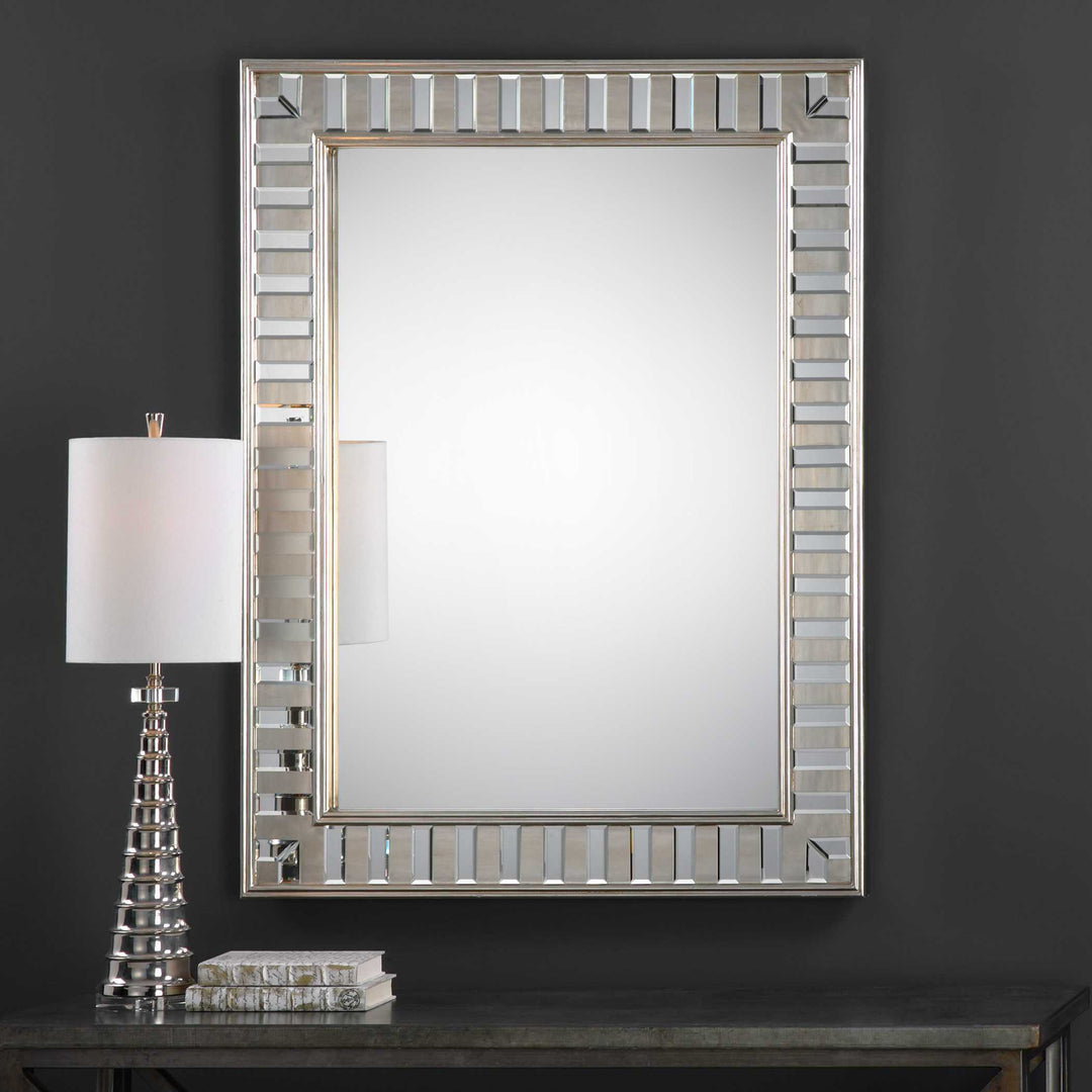 American Home Furniture Uttermost Lanester Silver Leaf Mirror