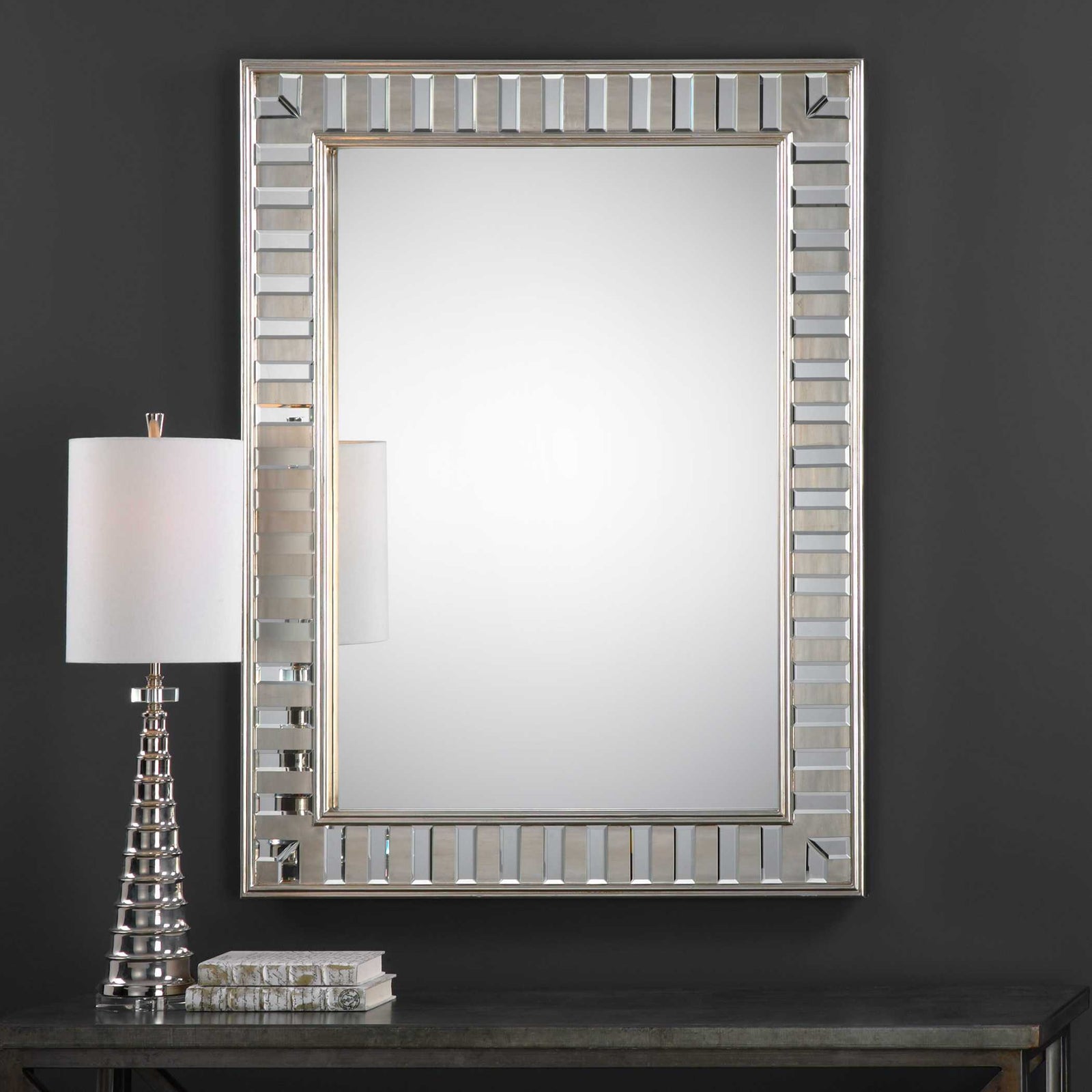 American Home Furniture Uttermost Lanester Silver Leaf Mirror
