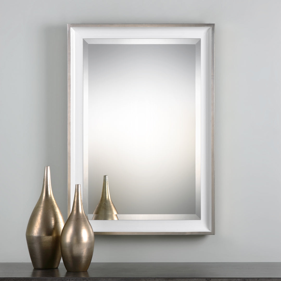 American Home Furniture Uttermost Lahvahn White Silver Mirror