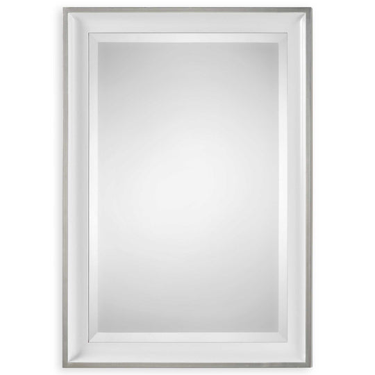 American Home Furniture Uttermost Lahvahn White Silver Mirror