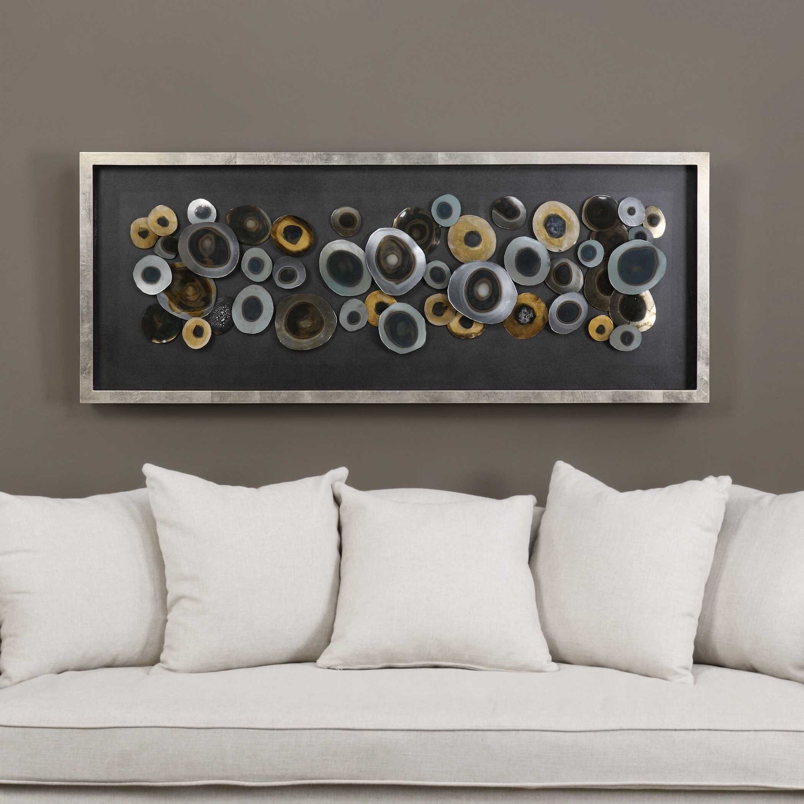American Home Furniture Uttermost Discs Silver Shadow Box