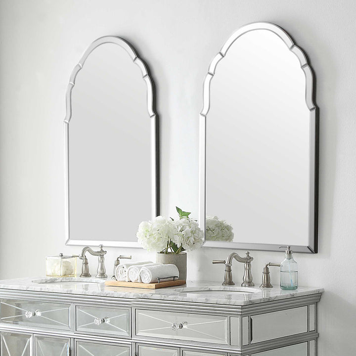 American Home Furniture Uttermost Brayden Frameless Arched Mirror