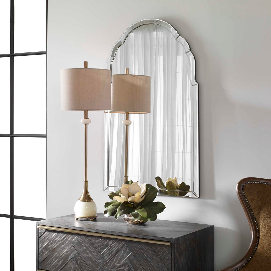 American Home Furniture Uttermost Brayden Frameless Arched Mirror
