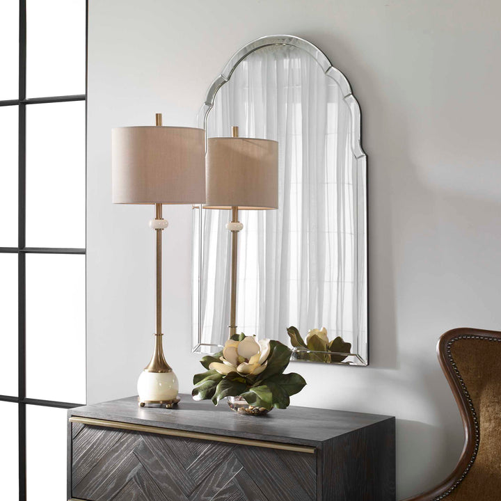 American Home Furniture Uttermost Brayden Frameless Arched Mirror