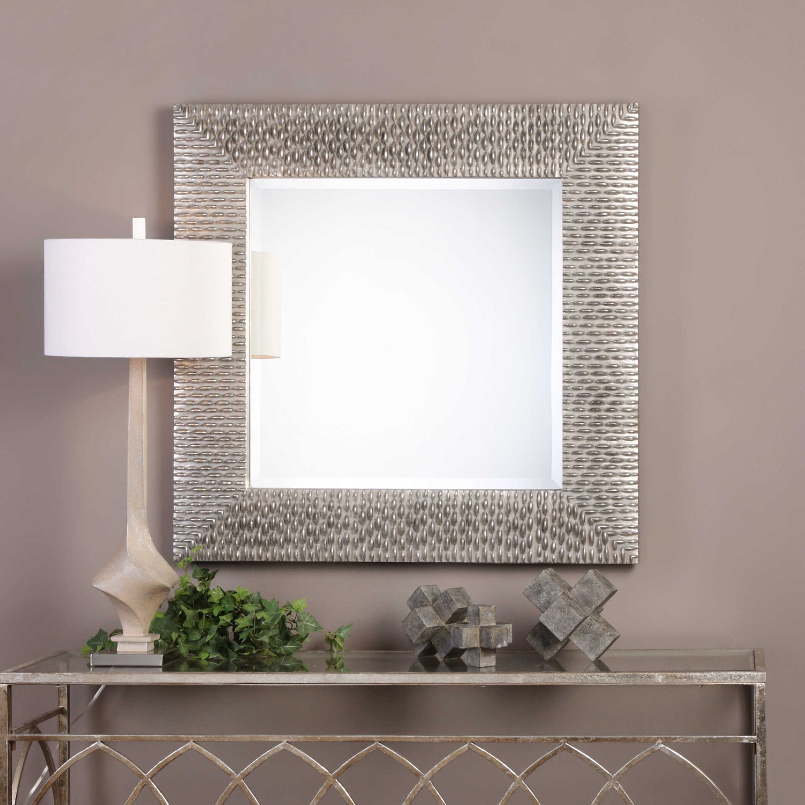 American Home Furniture Uttermost Cressida Distressed Silver Square Mirror