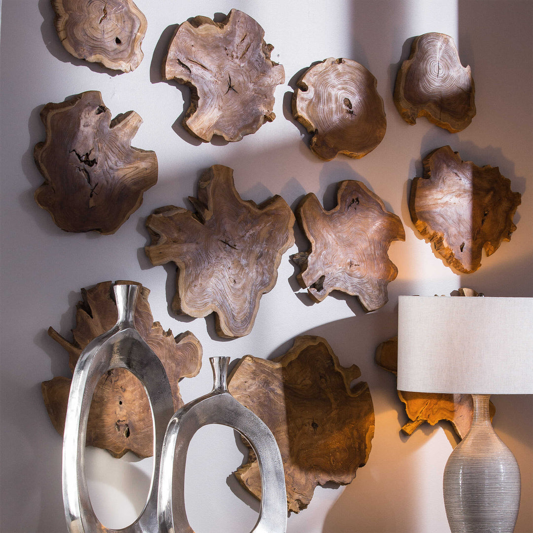 American Home Furniture Uttermost Kalani Teak Wall Art Set/3