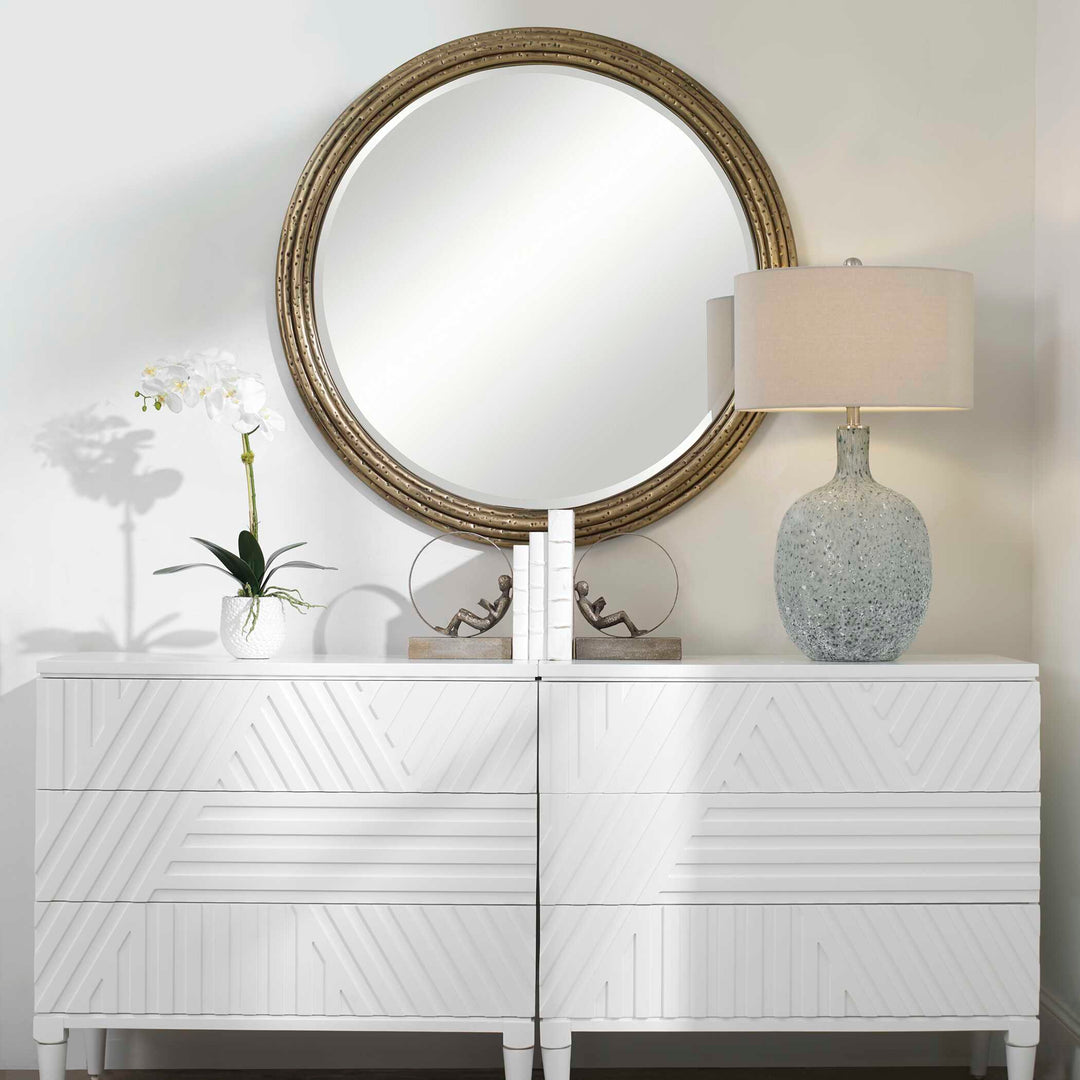 American Home Furniture Uttermost Spera Round Gold Mirror