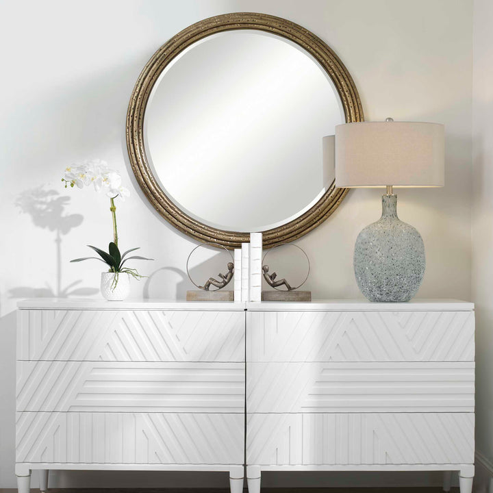 American Home Furniture Uttermost Spera Round Gold Mirror
