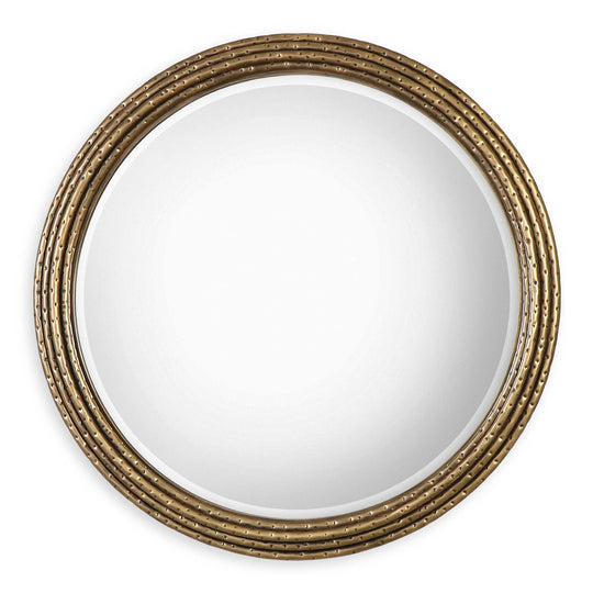 American Home Furniture Uttermost Spera Round Gold Mirror