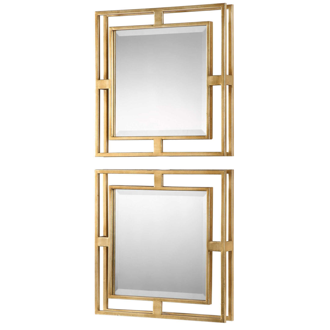 American Home Furniture Uttermost Allick Gold Square Mirrors Set of 2